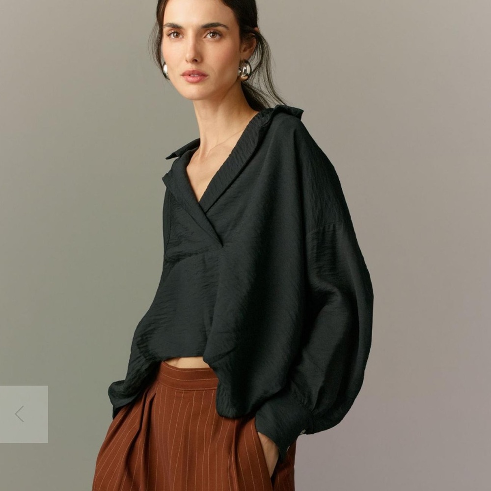 Anthropologie Black Cowl Neck Sweater with Oversized Fit